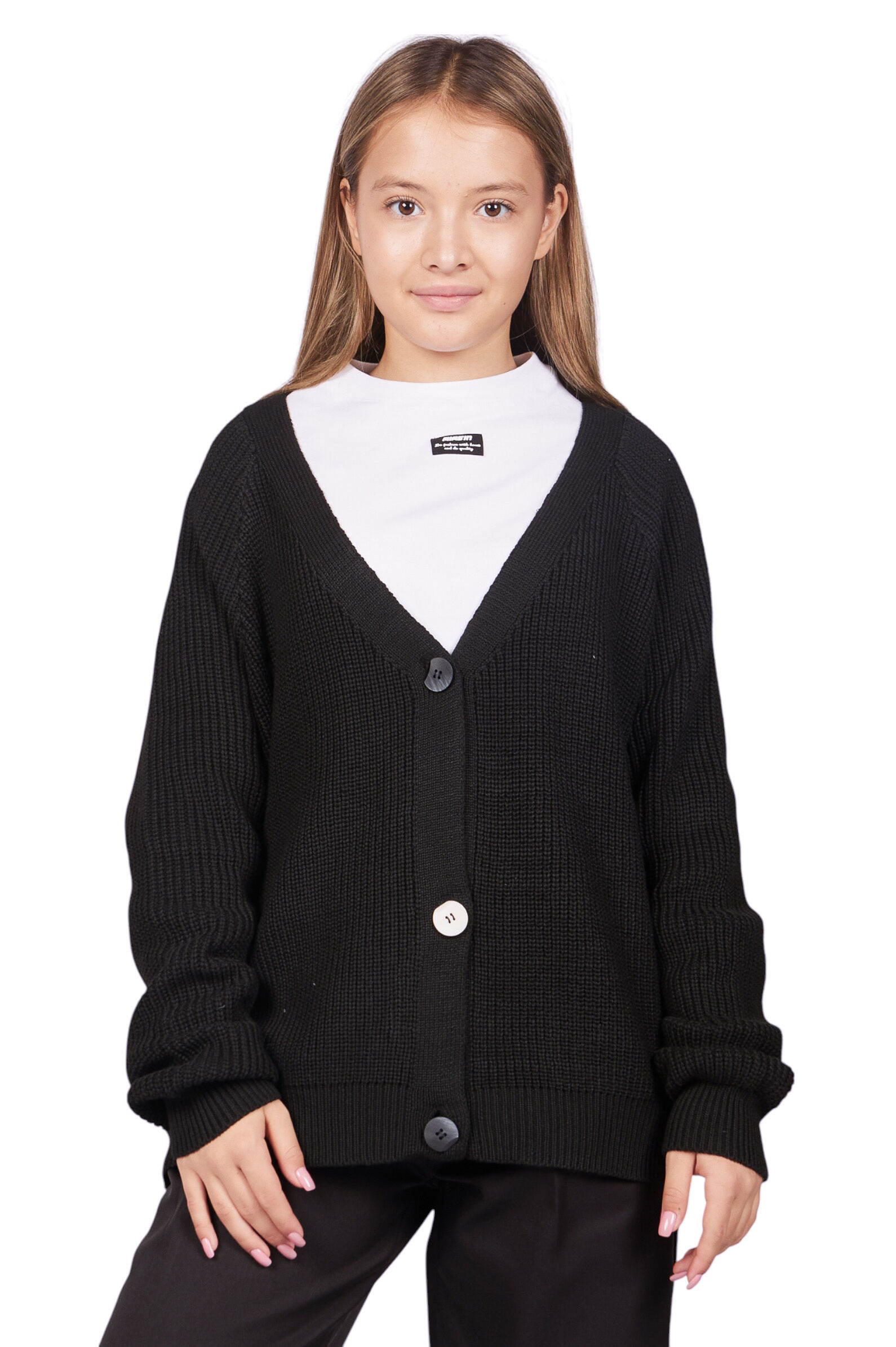 Кардиган дев. АРТ.G-CRD25343,чер,хл-эл