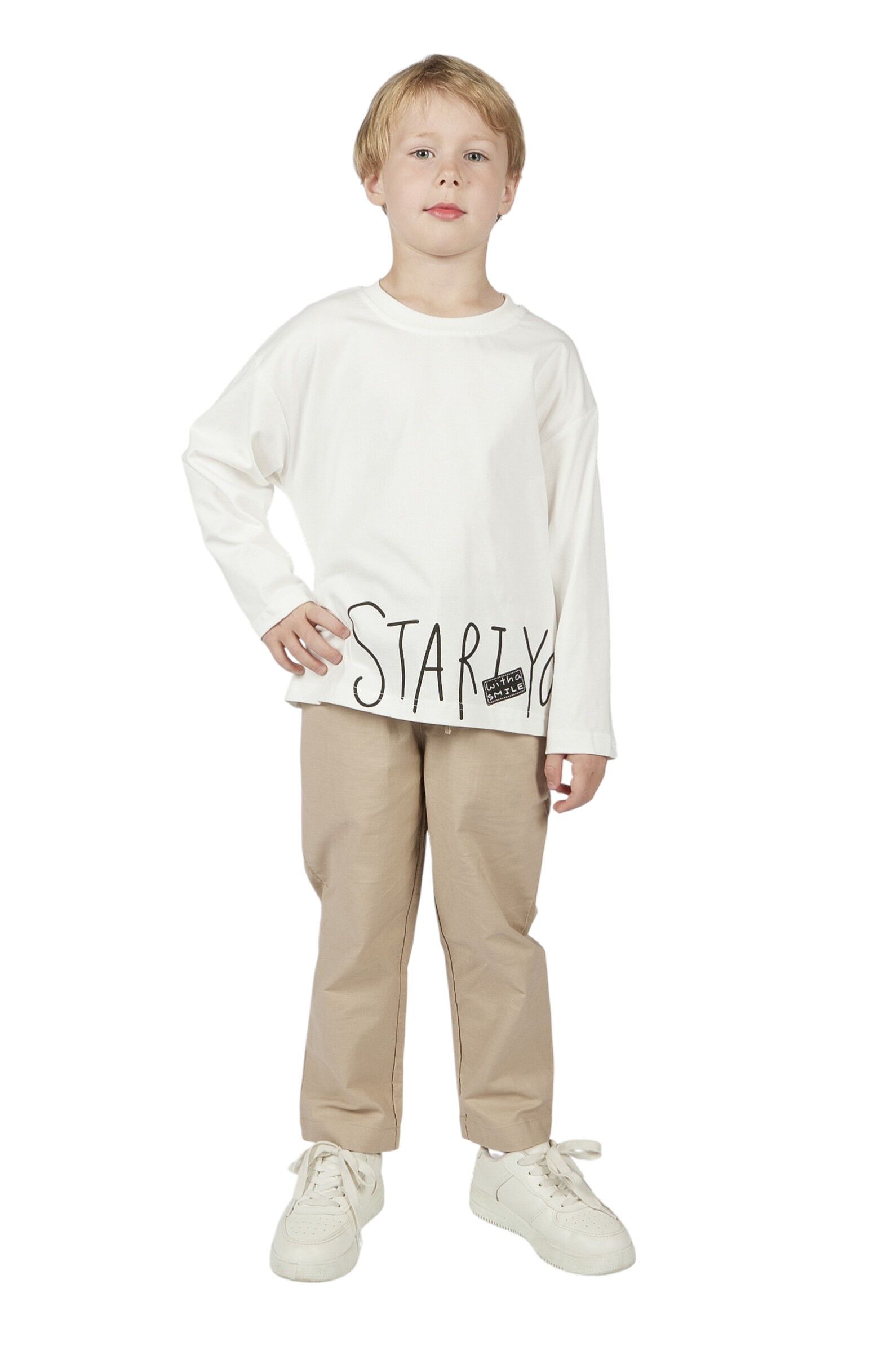 Лонгслив мал.АРТ.B-SW36160,бел-чер,хл-эл