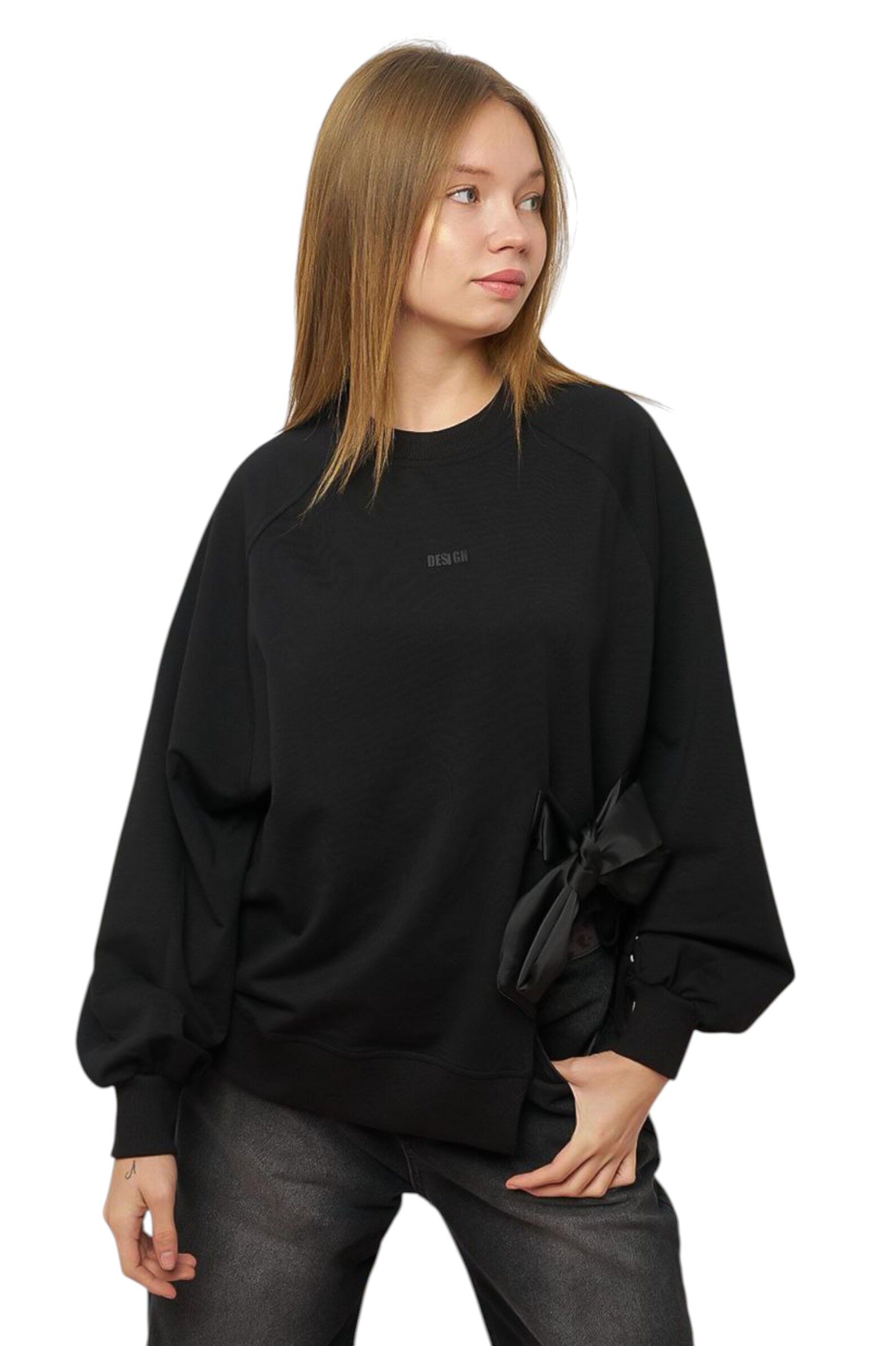 Свитшот дев. АРТ.7377,чер,хл-пэ-лайкра