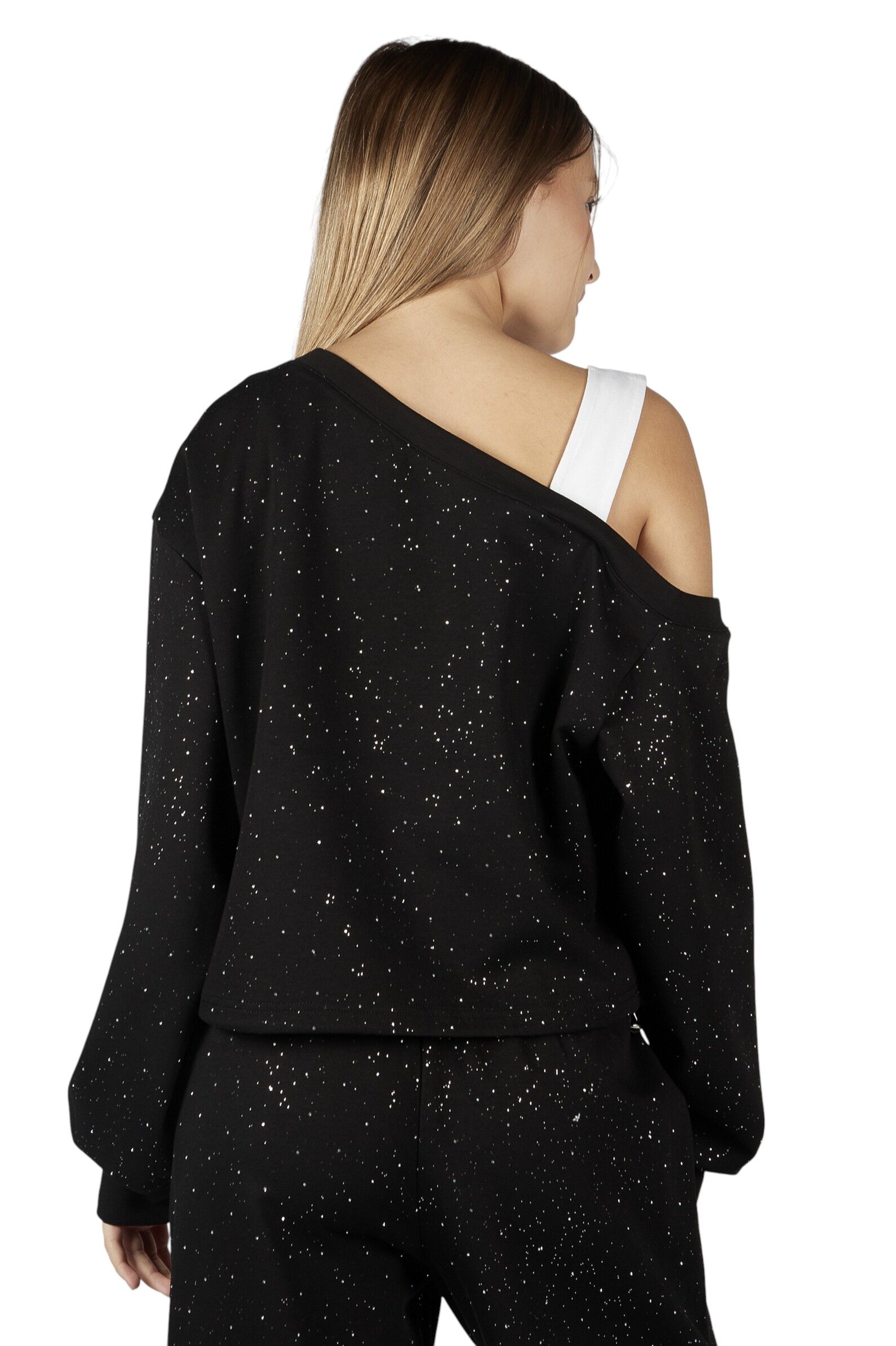 Свитшот дев. АРТ.G-SW26099,чер,хл-эл