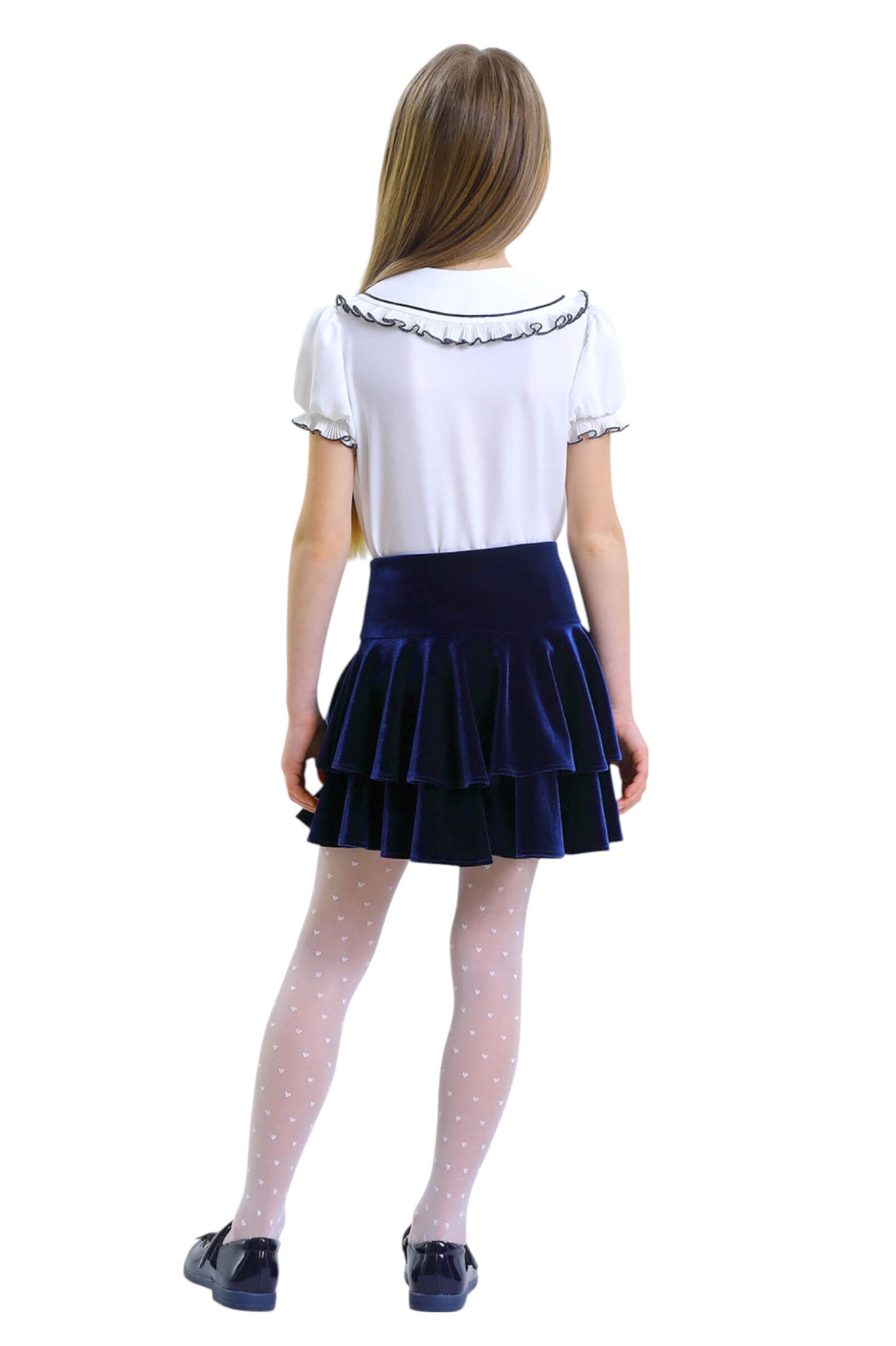 Юбка дев. АРТ.2909-525-ТСБ,син,пэ-эл/вис-пэ-эл